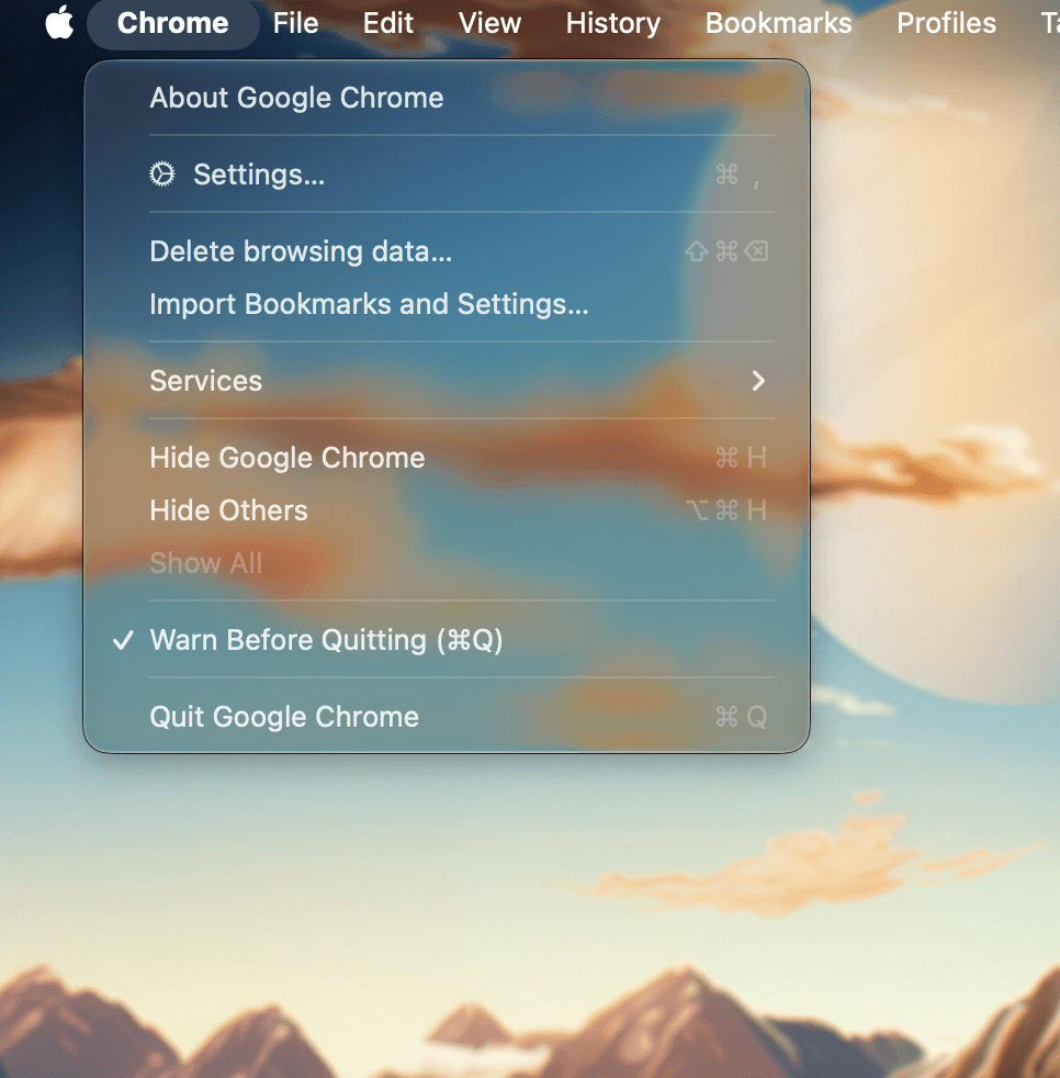 How to quit Google Chrome completely on Mac using Command Q