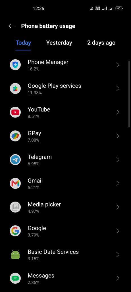 Testing Android battery health via system settings on our test device